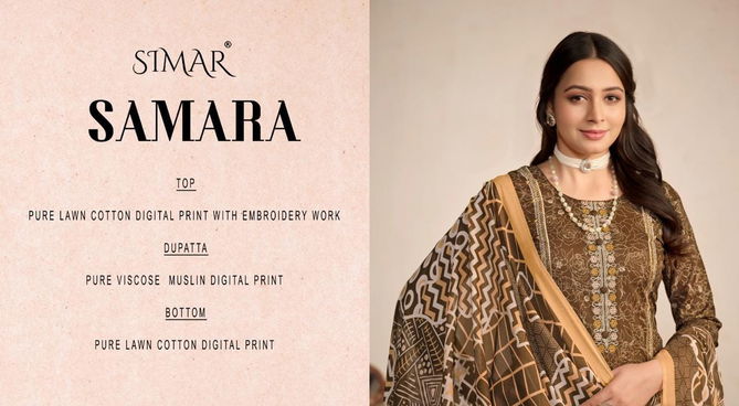 Samara By Simar Glossy Embroidery Lawn Cotton Dress Material Wholesale Shop In Surat